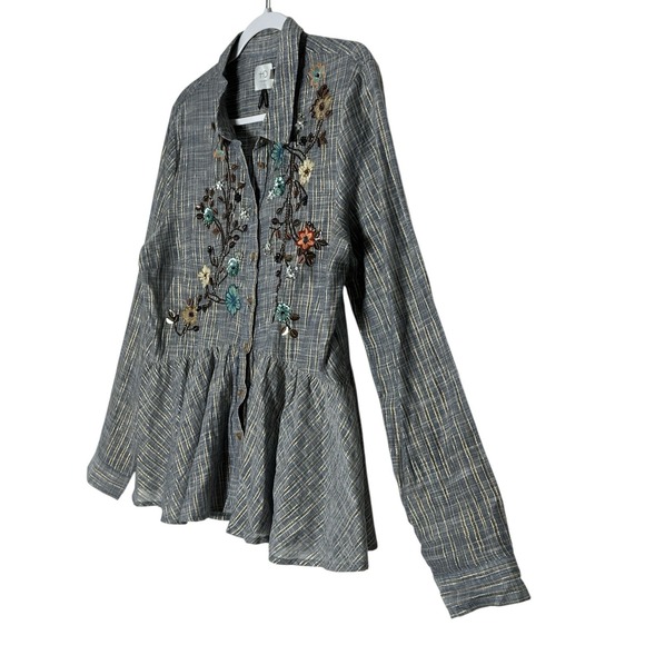 New Anthropologie x HD in Paris Top Women's Large Embroidered Sequin Long Sleeve - Picture 8 of 9